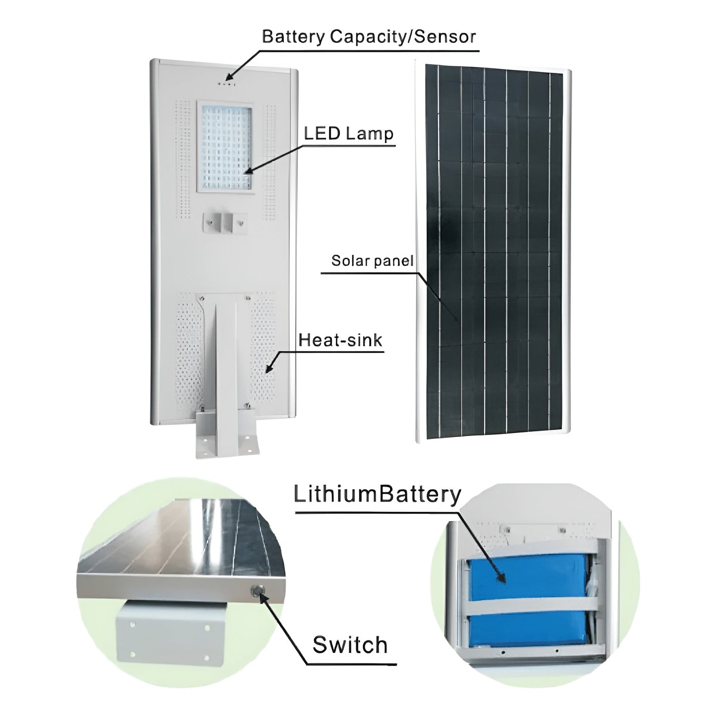 Solar LED Street Light 40 Watt 4300 Lumens 5000K Parking Lot Light Solar All in One Street Light  - AVS-AI1-40W