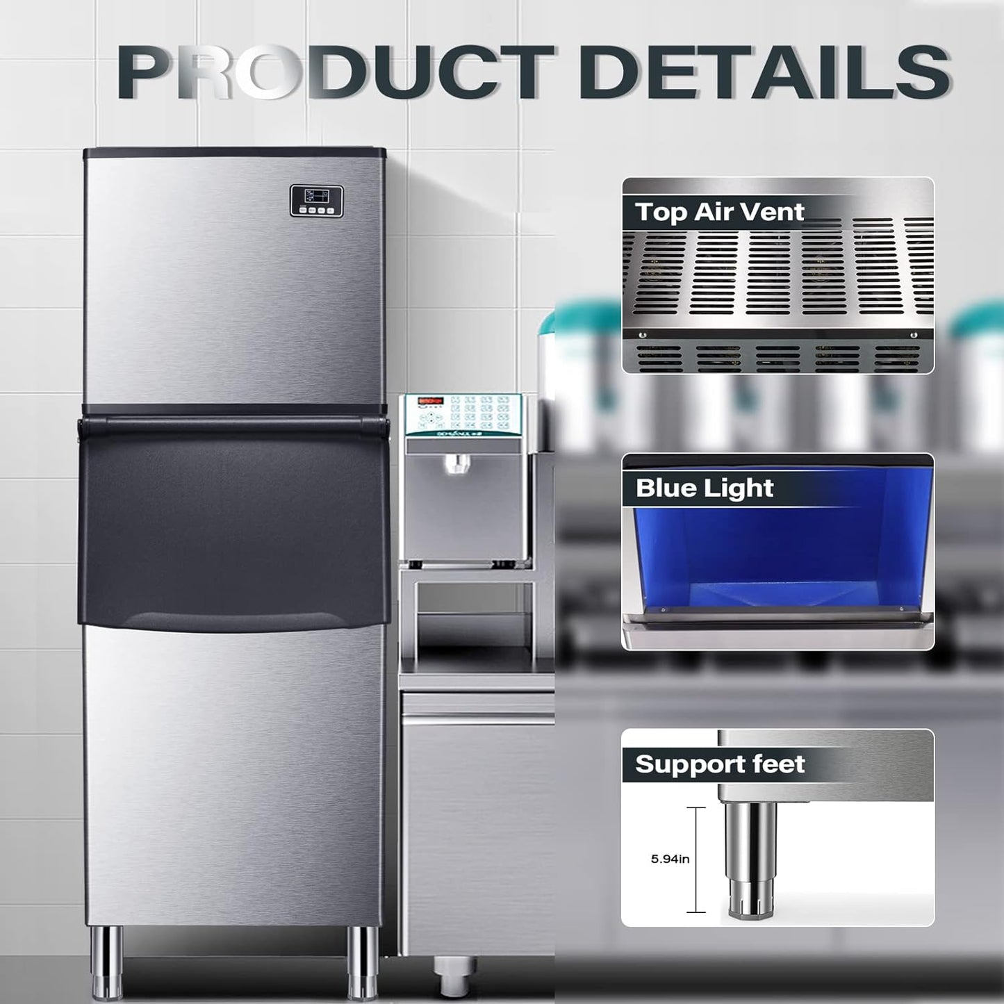 Antarctic Star Commercial Ice Maker Machine Freezer Large Storage - Z58160
