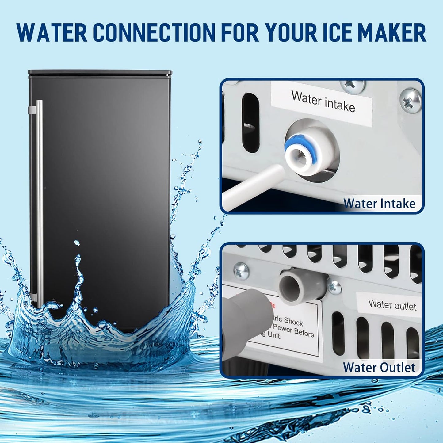 Antarctic Star Ice Maker Ice Scoop Handle Water Inlet Pipe Draining Pipe Quick Connector - Z5836F-black