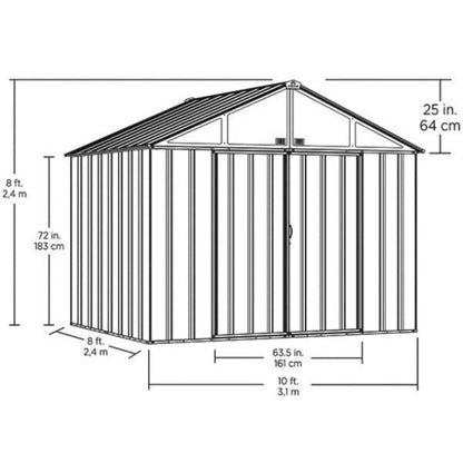 Arrow | EZEE Shed Steel Storage 10x8 ft. Galvanized Extra High Gable Charcoal with Cream Trim EZ10872HVCCCR