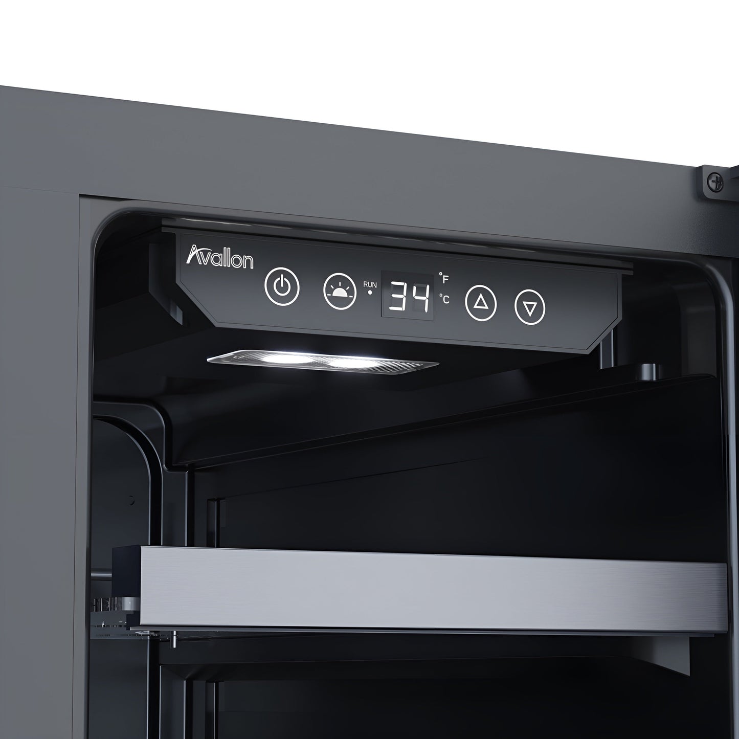 Avallon 24 Inch Wide 21 Bottle Capacity and 64 Can Capacity Beverage Center with LED Lighting and Double Pane Glass - AWBC242GGFDPRG
