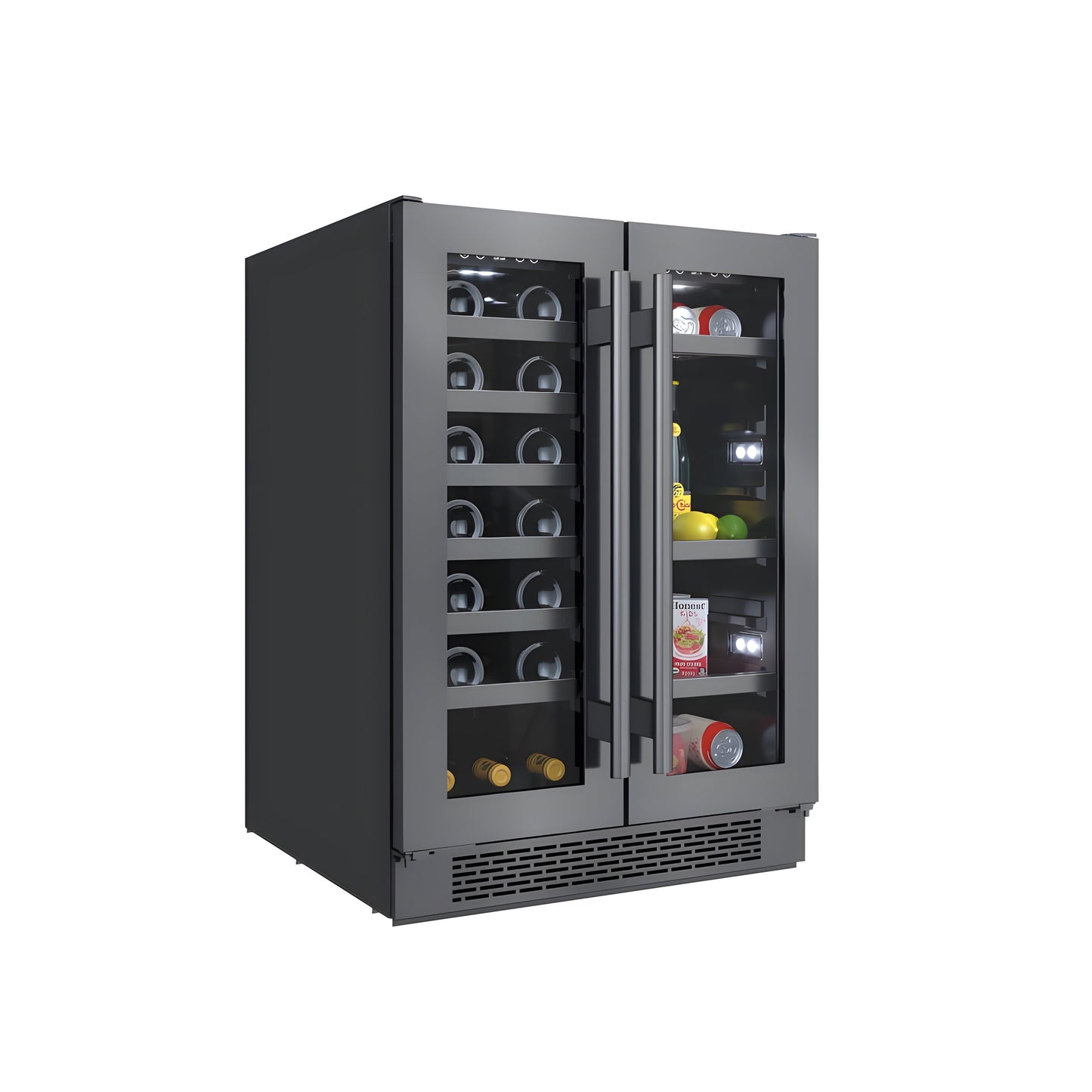 Avallon 24 Inch Wide 21 Bottle Capacity and 64 Can Capacity Undercounter Wine and Beverage Cooler - AWBC242GGFDBLSS