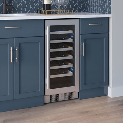 Avallon 15 Inch Wide 27 Bottle Capacity Single Zone Wine Cooler with Right Swing Door - AWC152SZRH